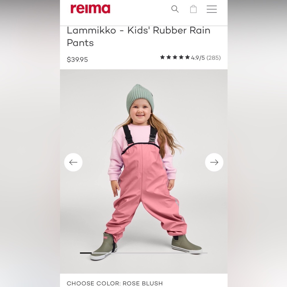 Reima Lammikko rubber rain bibs size 9-12 months